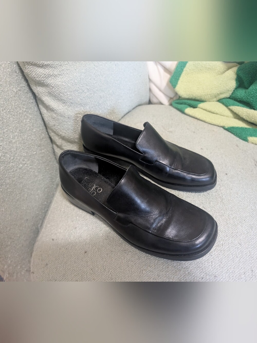 Franco Sarto Black Leather Slip-On Loafers
